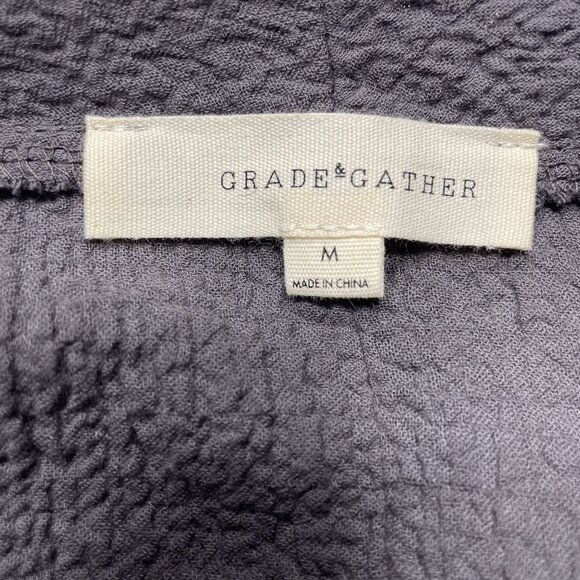 Womens Grade & Gather Peasant Rippled Shirt Gray Relaxed Fit Size Medium u - Picture 10 of 12